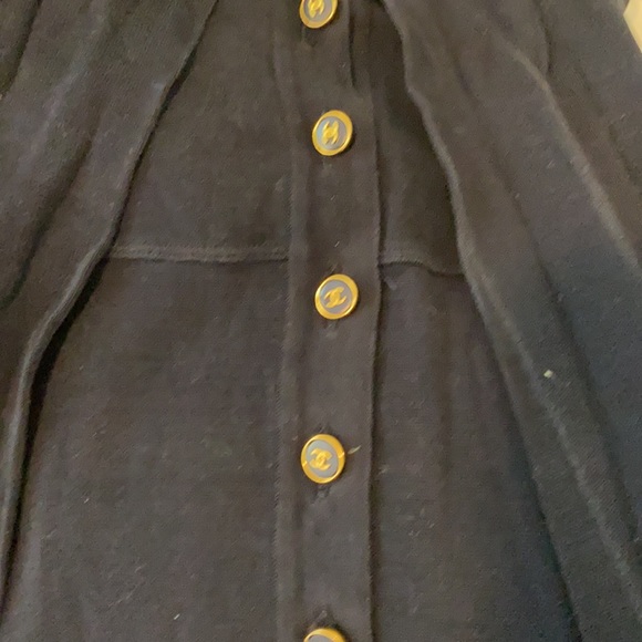Chanel boutique vintage navy knit cutout dress with pockets - Picture 12 of 13